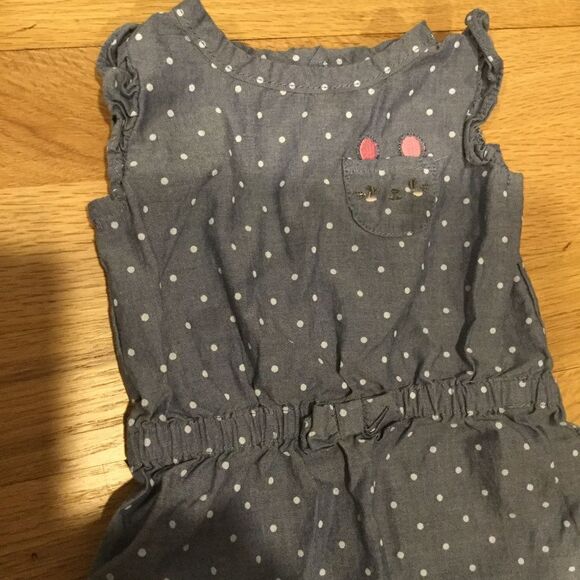 Gymboree chambray mouse playsuit S/L romper dots - Picture 3 of 4